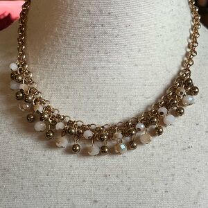 Vintage iridescent drop beaded statement necklace